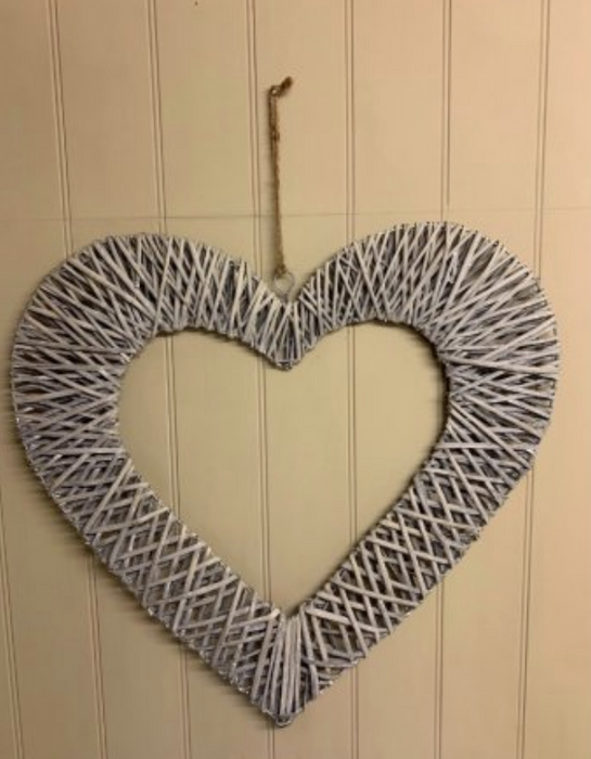 Grey Woven Wicker Heart