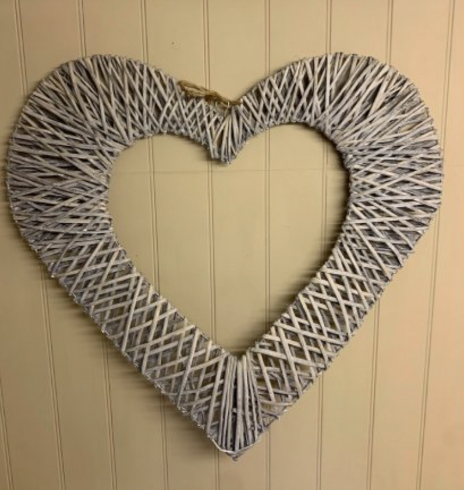 Grey Woven Wicker Heart