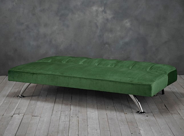 Sofa Bed Upholstered Soft Velvet Chrome Silver Legs