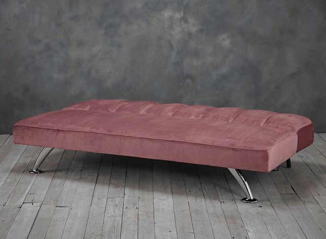 Sofa Bed Upholstered Soft Velvet Chrome Silver Legs