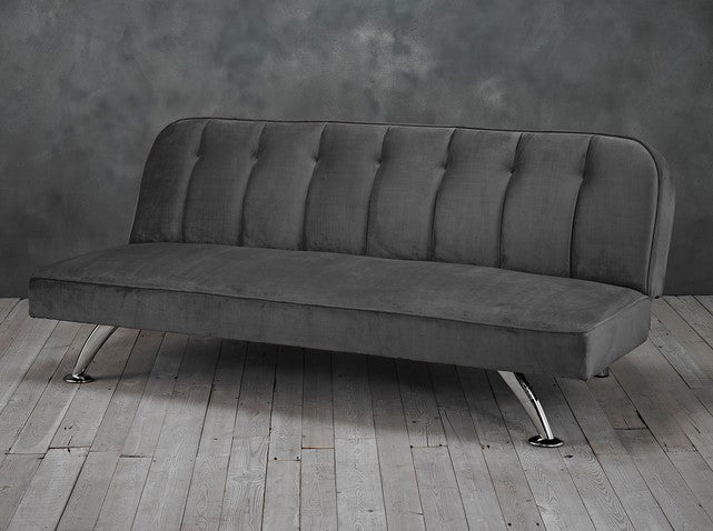 Sofa Bed Upholstered Soft Velvet Chrome Silver Legs