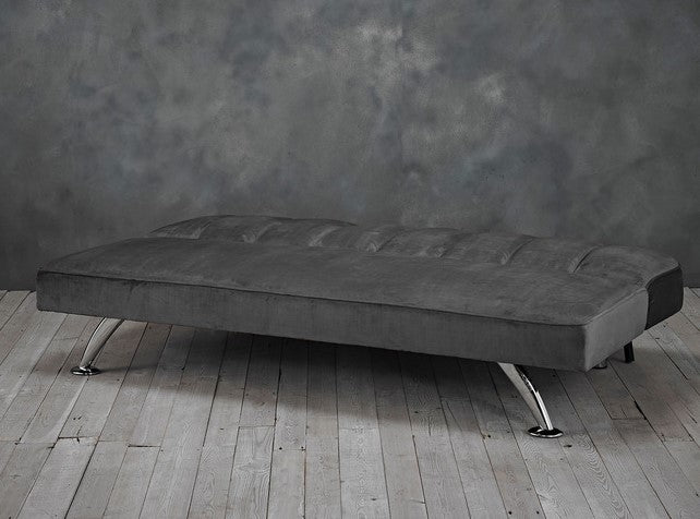 Sofa Bed Upholstered Soft Velvet Chrome Silver Legs