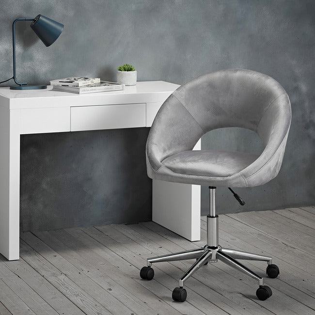 Skylar Grey Velvet Office Chair