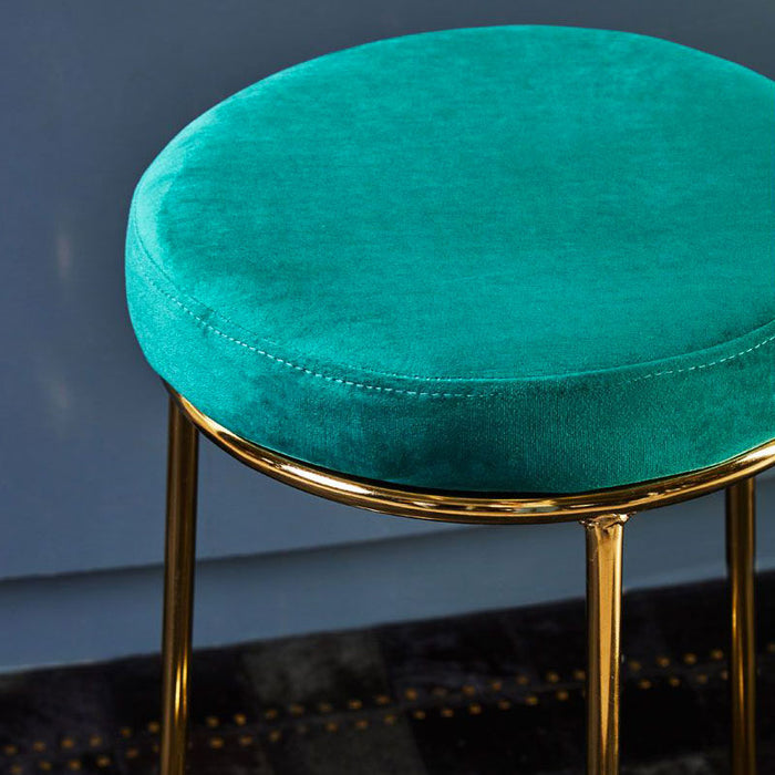 Green Velvet and Gold Tall Bar Stool