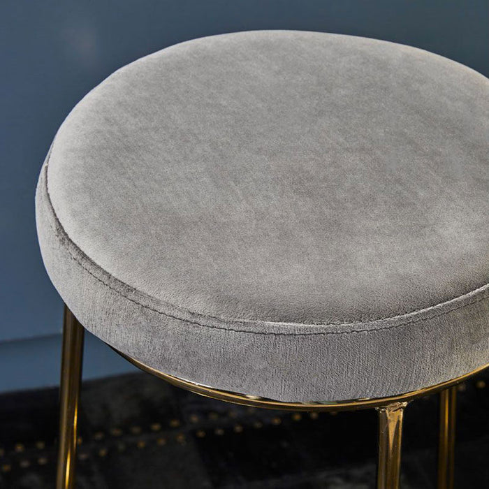 Grey Velvet and Gold Tall Bar Stool