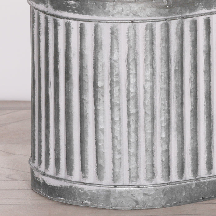 Ribbed Metal Planter Galvanised Steel Tin