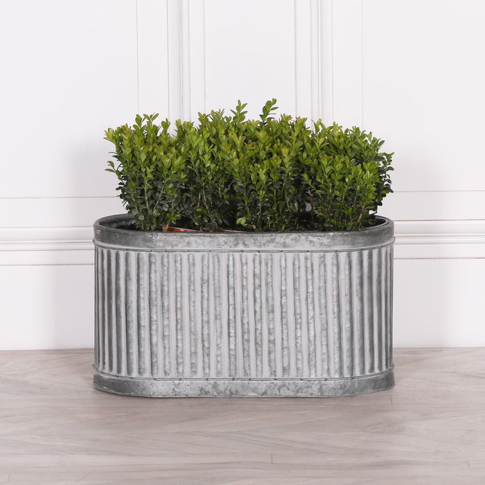 Ribbed Metal Planter Galvanised Steel Tin