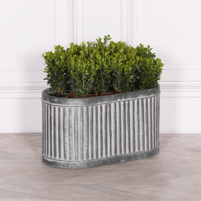 Ribbed Metal Planter Galvanised Steel Tin