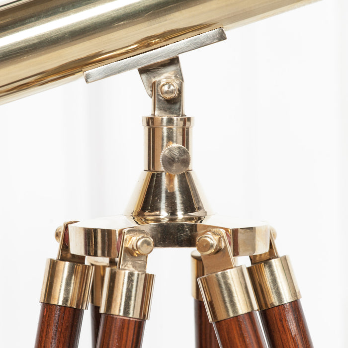 Brass Plated Telescope on Wooden Stand - Modern Home Interiors