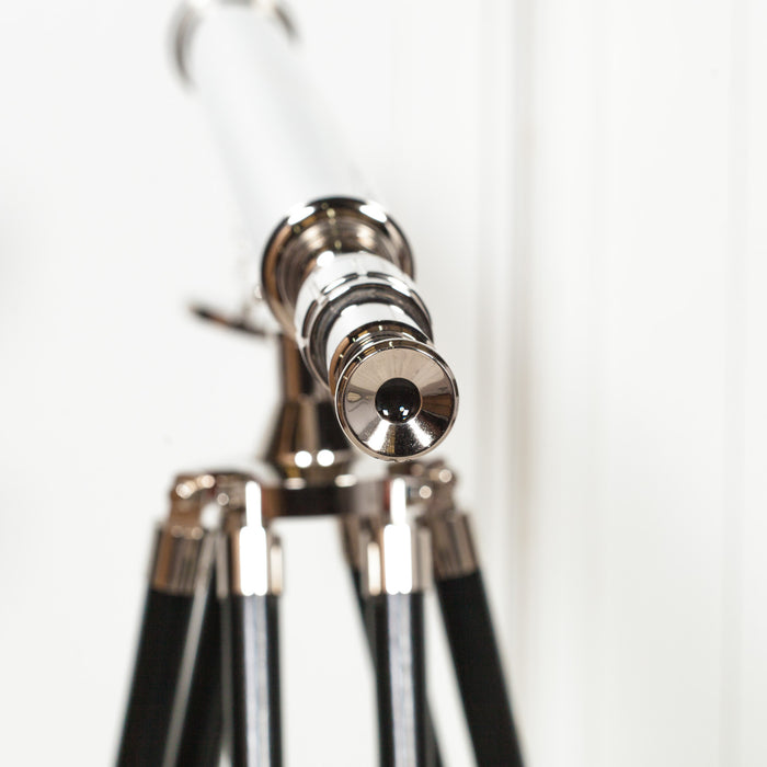 Nickel Plated Telescope on Wooden Stand - Modern Home Interiors