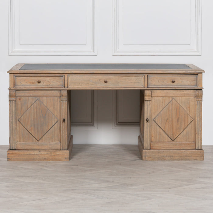 Large Rustic Cedar Wood Writing Desk with Cupboards