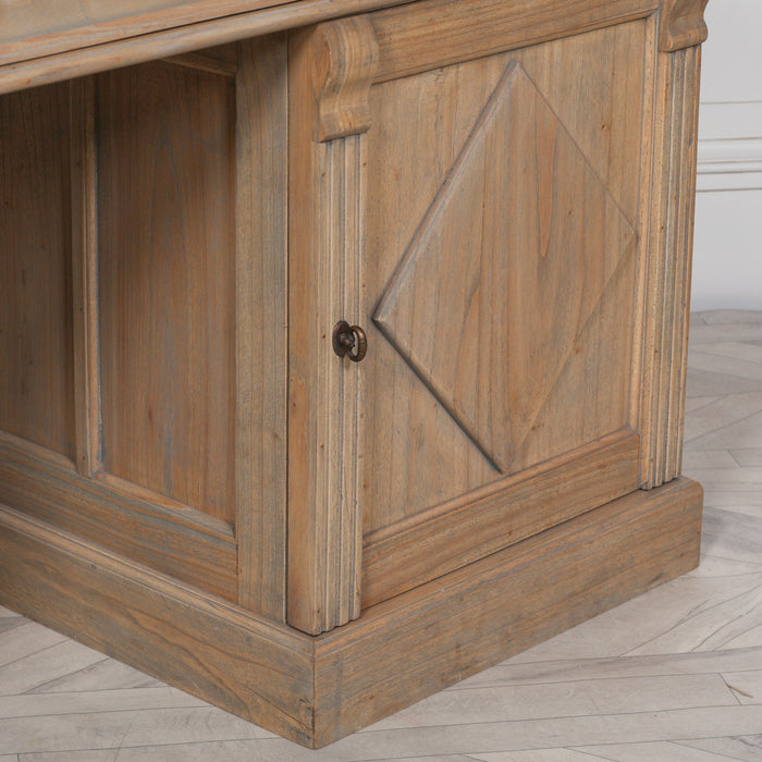 Large Rustic Cedar Wood Writing Desk with Cupboards