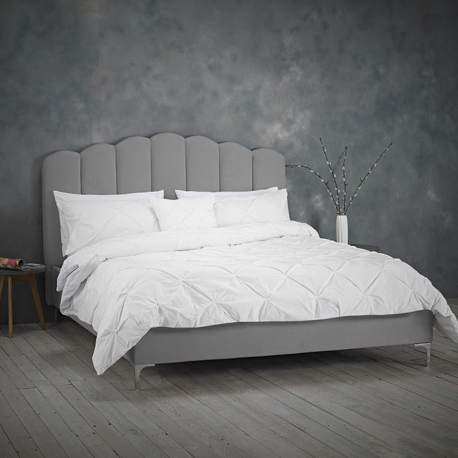 Willow Grey Velvet and Chrome Bed Frame