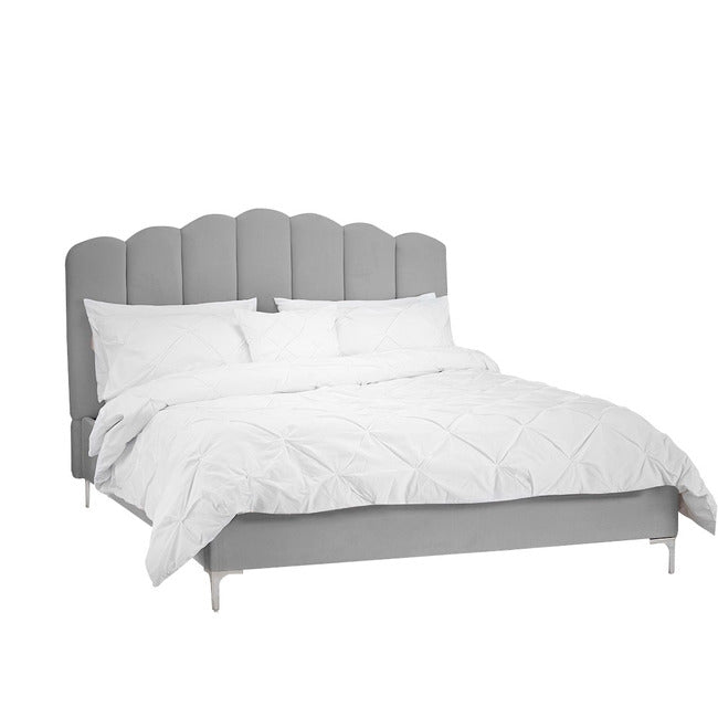 Willow Grey Velvet and Chrome Bed Frame