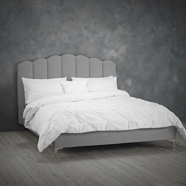 Willow Grey Velvet and Chrome Bed Frame