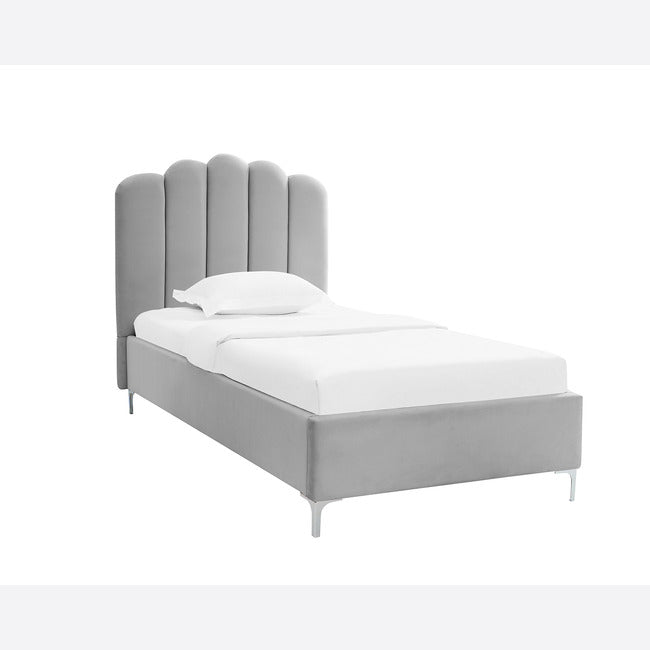 Willow Grey Velvet and Chrome Bed Frame