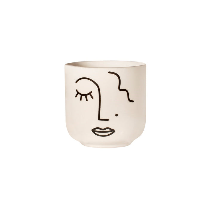 Abstract Face White Mini Planter