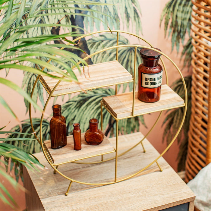 Round Standing Shelf - Antique Gold