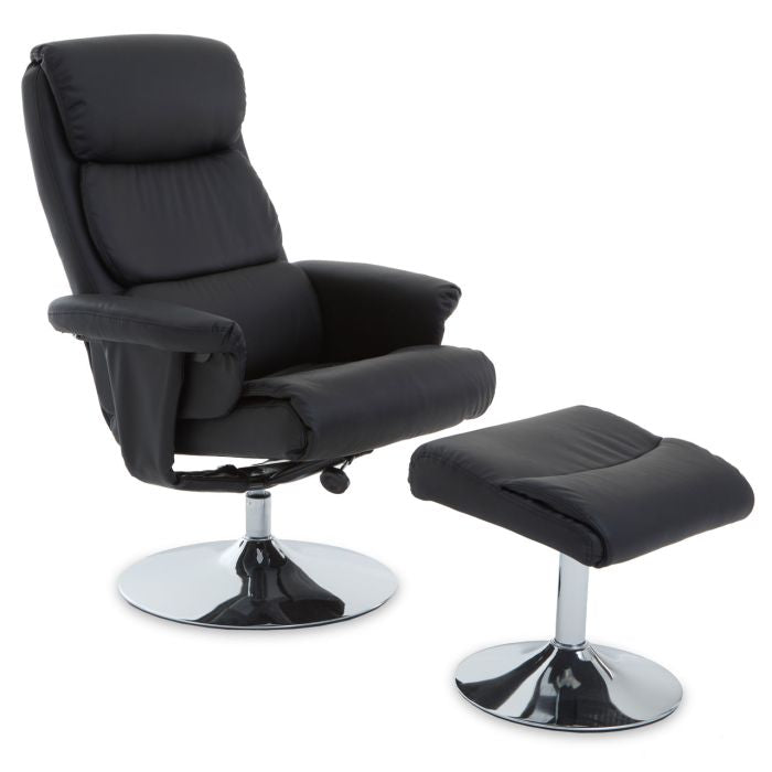 Faux Leather 360 Degree Swivel Recliner and Stool Set