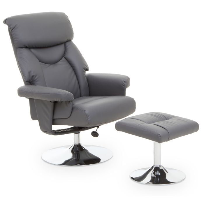 Faux Leather 360 Degree Swivel Recliner and Stool Set