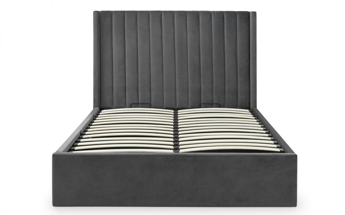 Langham Scalloped Headboard Storage Bed - Grey - Modern Home Interiors