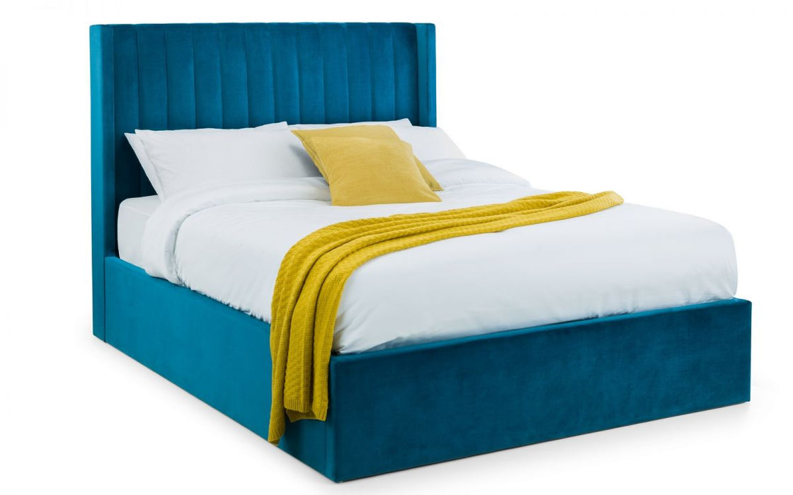 Langham Scalloped Headboard Storage Bed - Teal - Modern Home Interiors