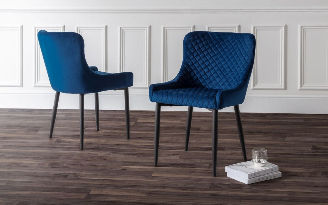 Findlay Rectangular Table & 4 Luxe Blue Chairs