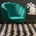 Ovala Emerald Green Velvet Scalloped Shell Chair - Modern Home Interiors