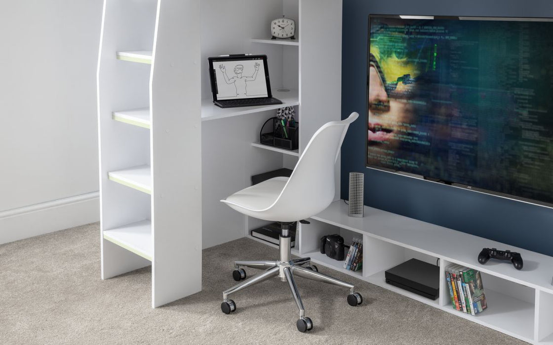 Nebula White Oak Gaming Bed With Desk