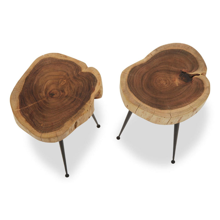 Nandri Set of 2 Acacia Wood Side Tables - Modern Home Interiors